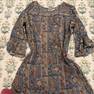 Fabindia Blue and Brown Patterned Short Tunic